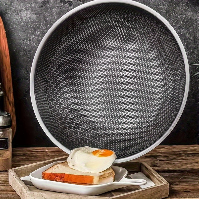 Modern essential cookware for your kitchen: Chef's pan made of stainless steel with honeycomb non-stick coating, perfect for gas and induction cooking. Versatile saute skillet.