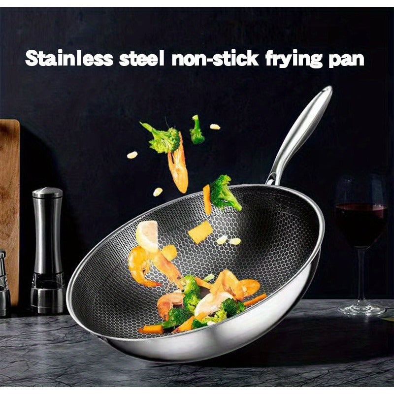 Modern essential cookware for your kitchen: Chef's pan made of stainless steel with honeycomb non-stick coating, perfect for gas and induction cooking. Versatile saute skillet.