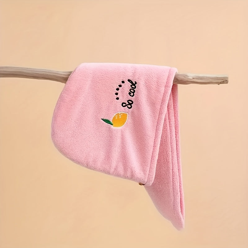 Quick-dry hair drying cap made of soft polyester with a cartoon design, highly absorbent.