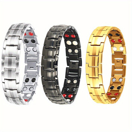 Vintage boho style bracelet with adjustable magnet closure. Made of zinc alloy, featuring a double point design. Perfect for everyday wear or as a Christmas gift. Suitable for both men and women.