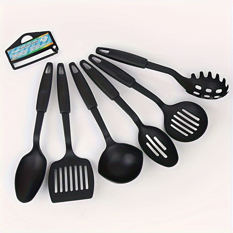 Complete 6-Piece Kitchen Utensil Set - Made with Durable ABS Material, Safe for Non-Stick Cookware, Heat Resistant, Comfortable Ergonomic Handles - Essential Cooking Tools for Home Chefs, Perfect for Spaghetti, Flipping, Straining, and More