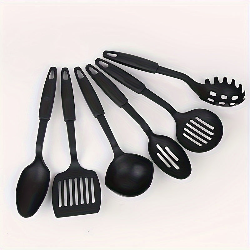 Complete 6-Piece Kitchen Utensil Set - Made with Durable ABS Material, Safe for Non-Stick Cookware, Heat Resistant, Comfortable Ergonomic Handles - Essential Cooking Tools for Home Chefs, Perfect for Spaghetti, Flipping, Straining, and More