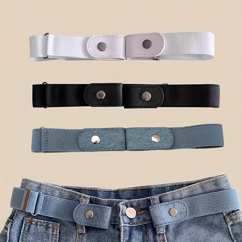 Set of 3 Invisible Elastic Belts for Women, Made with Polyester and Spandex Blend, Designed in Business Style, Stylish and Stretchy Canvas Fashion Accessory