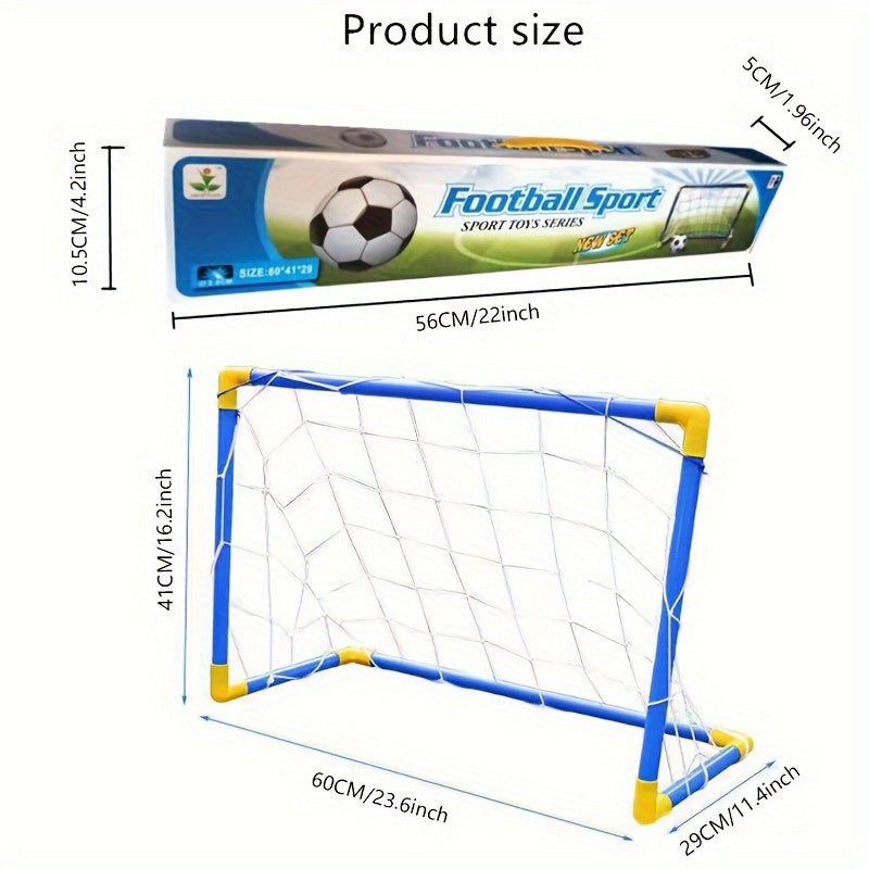 Youths' 2-in-1 Soccer & Ball Game Set - Portable goal made with durable ABS material - Ideal for indoor/outdoor play, family fun, and birthday gifts - Blue