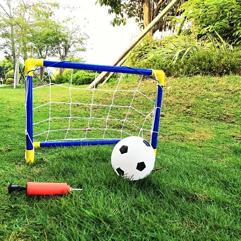 Youths' 2-in-1 Soccer & Ball Game Set - Portable goal made with durable ABS material - Ideal for indoor/outdoor play, family fun, and birthday gifts - Blue