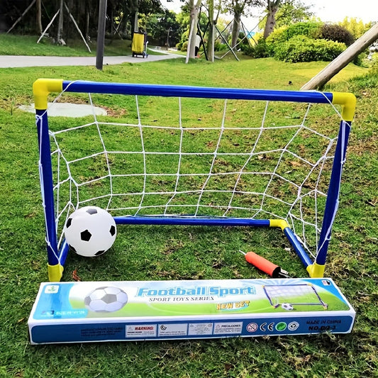 Youths' 2-in-1 Soccer & Ball Game Set - Portable goal made with durable ABS material - Ideal for indoor/outdoor play, family fun, and birthday gifts - Blue