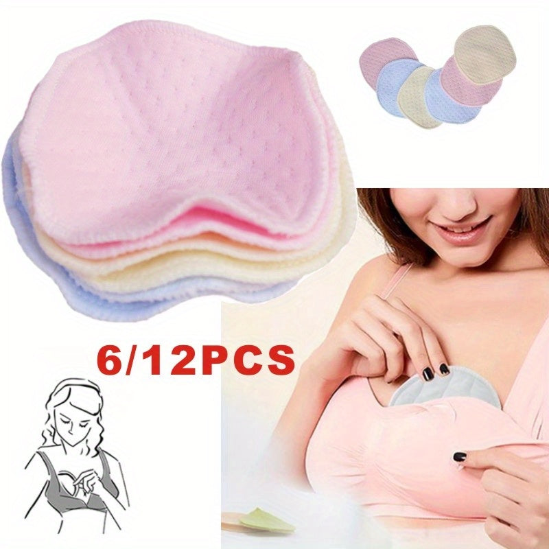 6 reusable nursing pads with hypoallergenic material, leak-proof design, and pastel colors with zipper closure