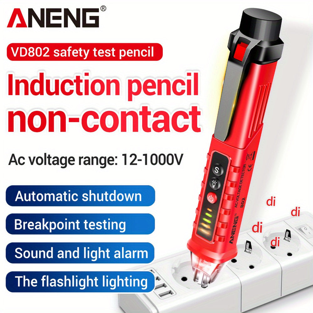 ANENG VD802 Portable Non-Contact AC Detector Tester with LED Voltage Meter, 12-1000v