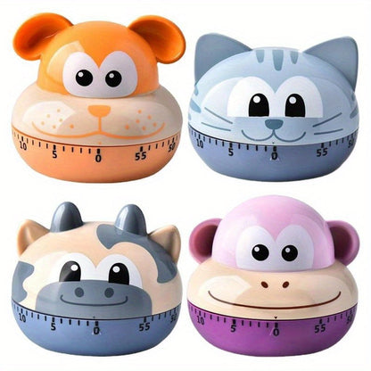 Adorable Cartoon Animal Kitchen Timer - 60-Minute Mechanical Count-Down Timer - Battery-Free - Made of Sturdy Plastic - Perfect for Cooking, Exercise, Beauty, Study - Must-Have Kitchen Tool - Ideal for Dorms - Great Gift Option