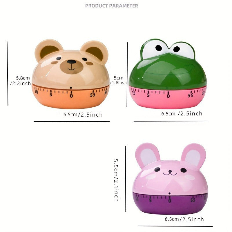 Adorable Cartoon Animal Kitchen Timer - 60-Minute Mechanical Count-Down Timer - Battery-Free - Made of Sturdy Plastic - Perfect for Cooking, Exercise, Beauty, Study - Must-Have Kitchen Tool - Ideal for Dorms - Great Gift Option