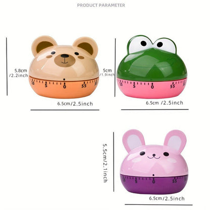 Adorable Cartoon Animal Kitchen Timer - 60-Minute Mechanical Count-Down Timer - Battery-Free - Made of Sturdy Plastic - Perfect for Cooking, Exercise, Beauty, Study - Must-Have Kitchen Tool - Ideal for Dorms - Great Gift Option