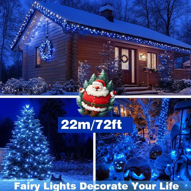 Solar-powered blue rope lights - 1 piece, adjustable brightness for outdoor use on pool decks, railings, porches, trees, and fences - Ideal for festive decorations during Christmas and Halloween, adding a touch of outdoor solar flair.