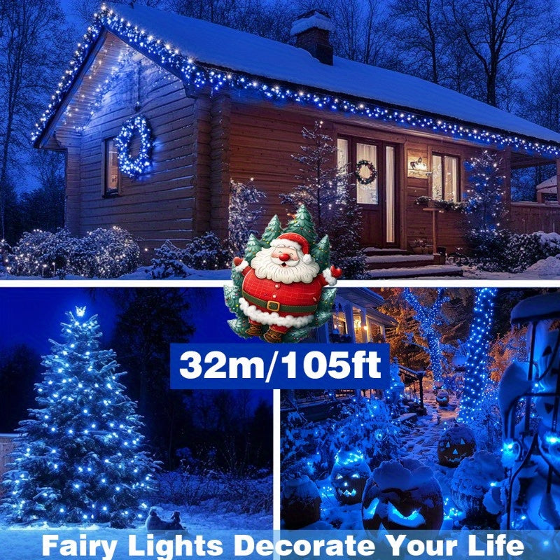 Solar-powered blue rope lights - 1 piece, adjustable brightness for outdoor use on pool decks, railings, porches, trees, and fences - Ideal for festive decorations during Christmas and Halloween, adding a touch of outdoor solar flair.