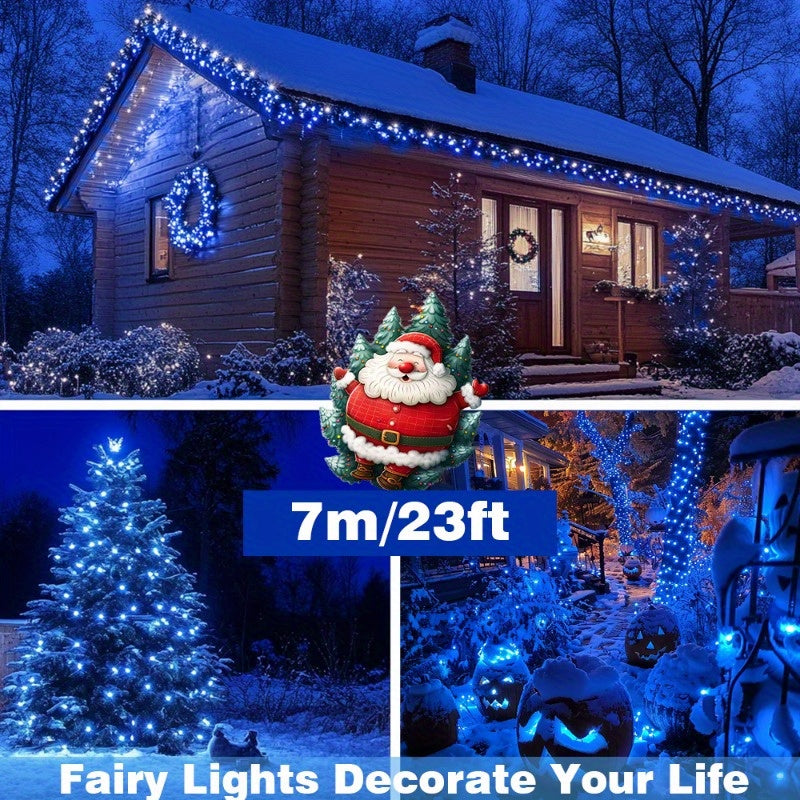 Solar-powered blue rope lights - 1 piece, adjustable brightness for outdoor use on pool decks, railings, porches, trees, and fences - Ideal for festive decorations during Christmas and Halloween, adding a touch of outdoor solar flair.