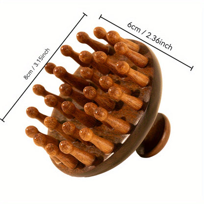 1pc Sandalwood Round Plate Massage Comb for Scalp Meridian, Hair Care. Suitable for All Hair Types.