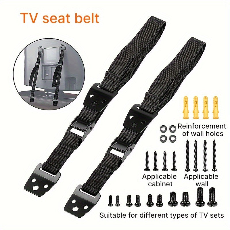 Ensure the safety of your home with our Heavy-Duty Anti-Tip TV & Furniture Safety Strap Kit. This 1 Set includes an adjustable secure wall anchor for flat screens and cabinets, made of BPA-Free plastic. Child and pet-proof your home with this kit