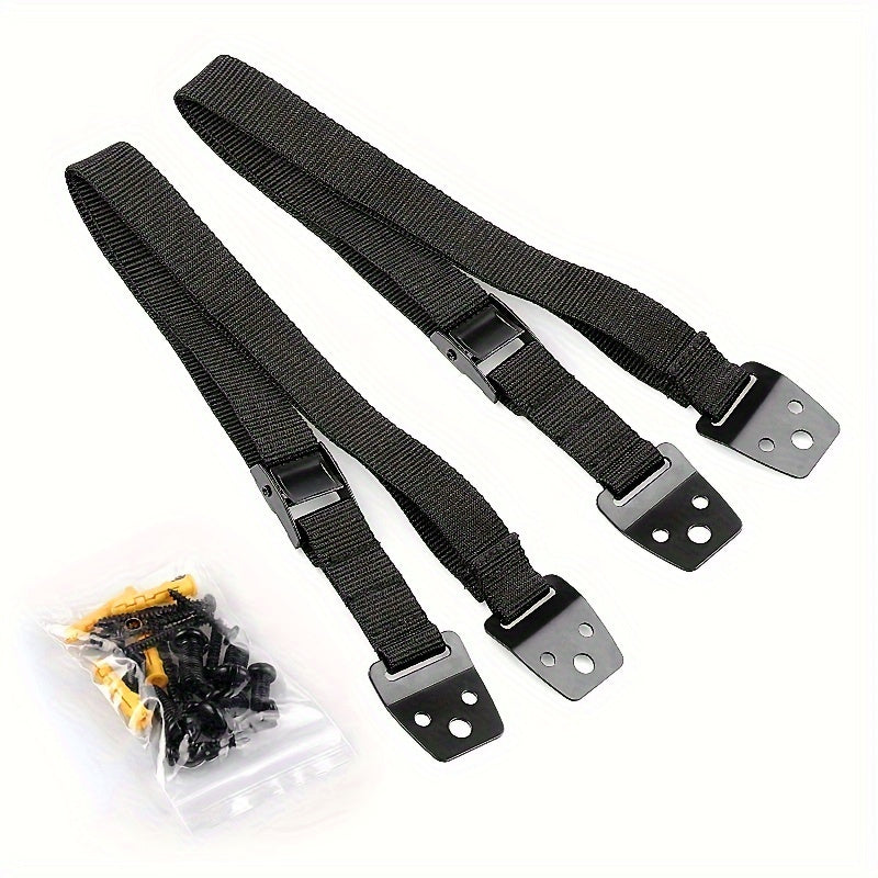 Ensure the safety of your home with our Heavy-Duty Anti-Tip TV & Furniture Safety Strap Kit. This 1 Set includes an adjustable secure wall anchor for flat screens and cabinets, made of BPA-Free plastic. Child and pet-proof your home with this kit