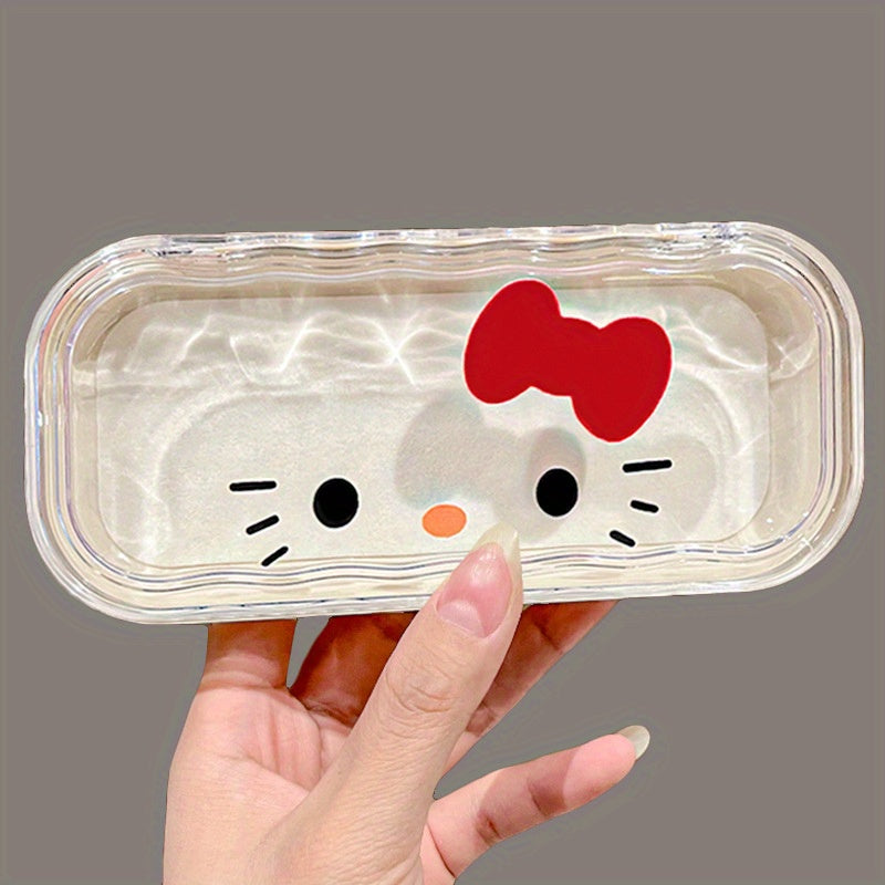 Hard protective eyeglass case featuring Sanrio's Hello Kitty character in a wave design, perfect for storing and carrying your glasses. Officially licensed and adorable!