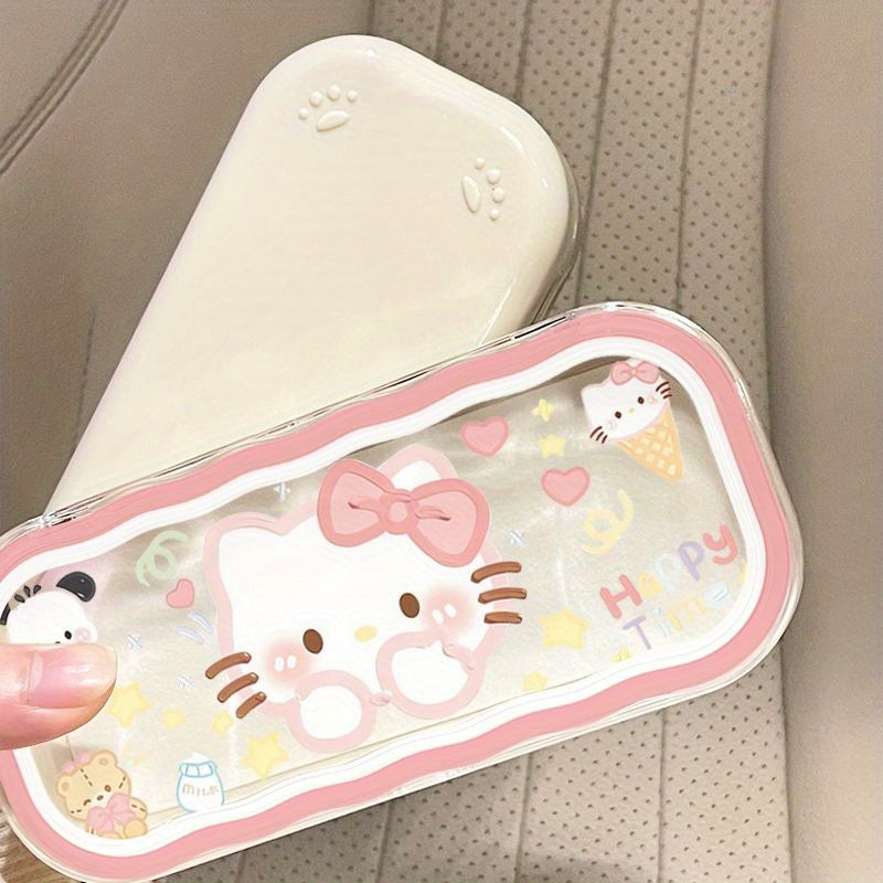 Hard protective eyeglass case featuring Sanrio's Hello Kitty character in a wave design, perfect for storing and carrying your glasses. Officially licensed and adorable!