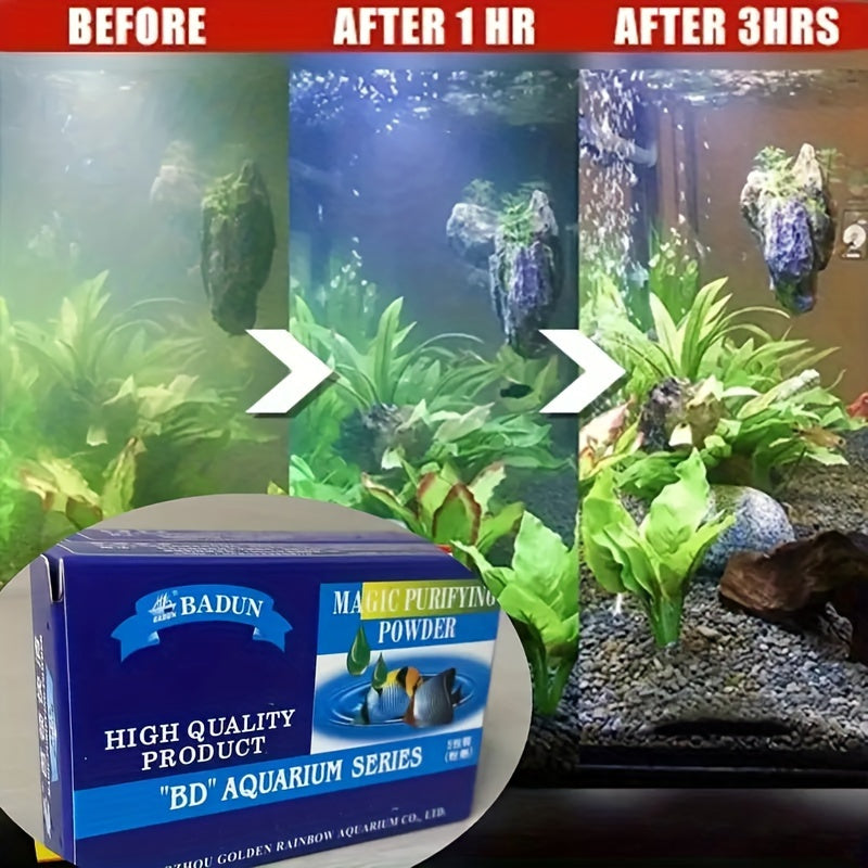 BADUN Aquarium Water Purification Powder - Available in 5 or 10 Pack, Made from Natural Paper Material for Freshwater Fish Tanks.