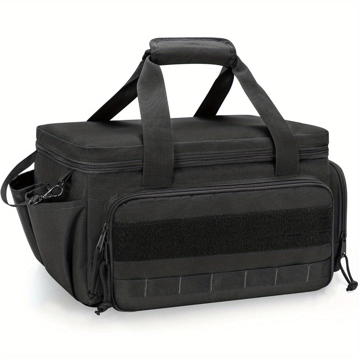 14-inch tool bag for men, with durable fabric, anti-abrasion base, multi-purpose organizer for electrician, repair, maintenance, and handyman use, non-waterproof black storage bag.