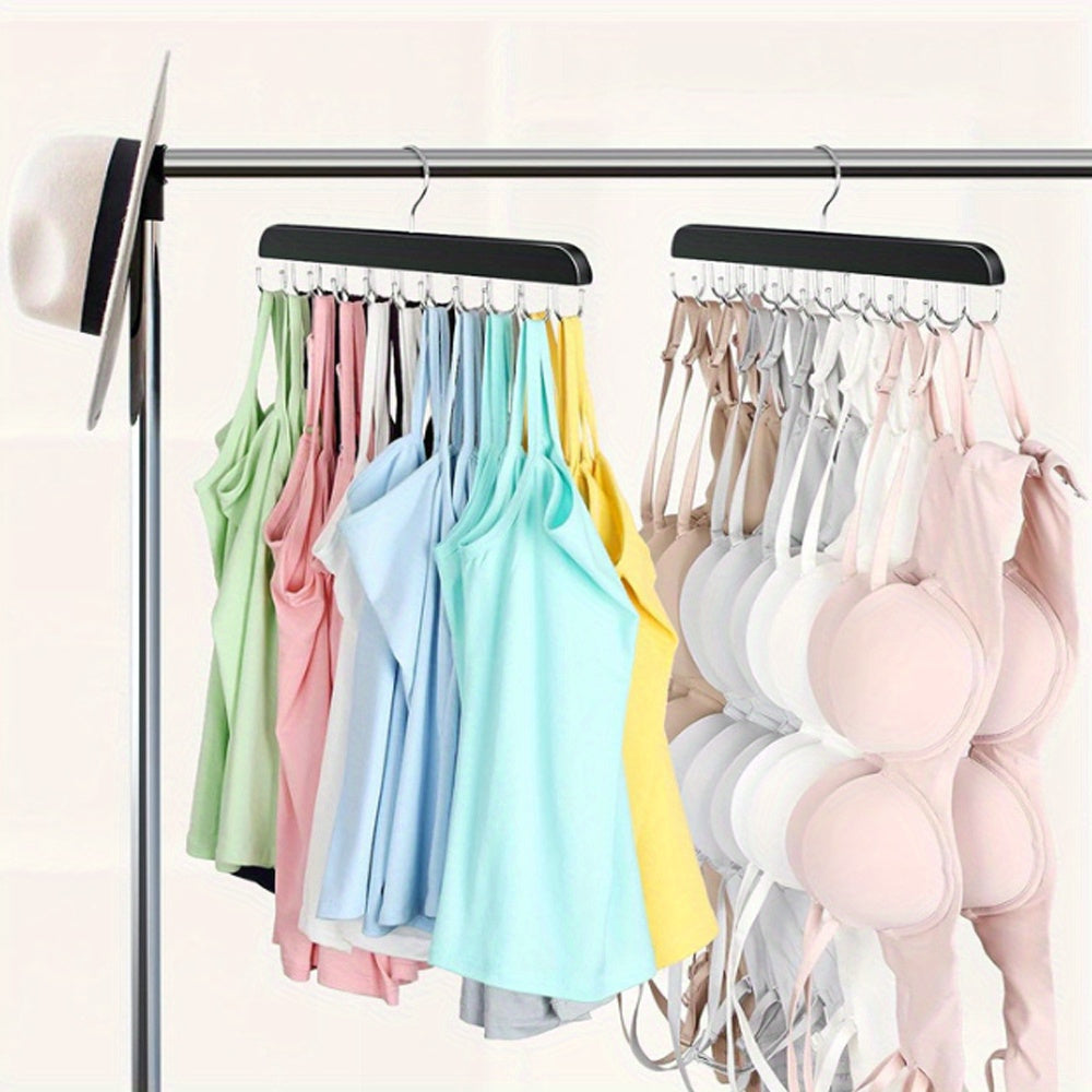 Wooden belt rack with 14 hooks saves space - perfect for organizing belts, ties, scarves, and more. Can hold up to 42 items. Great for home storage, suspenders, hats, and organizing your wardrobe.