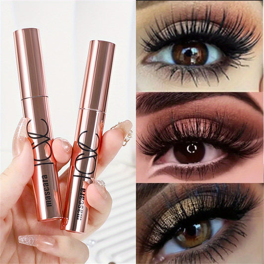 Black long-wearing mascara suitable for all skin types, features smudge-proof, sweat-resistant formula for curling, lengthening, volumizing lashes.