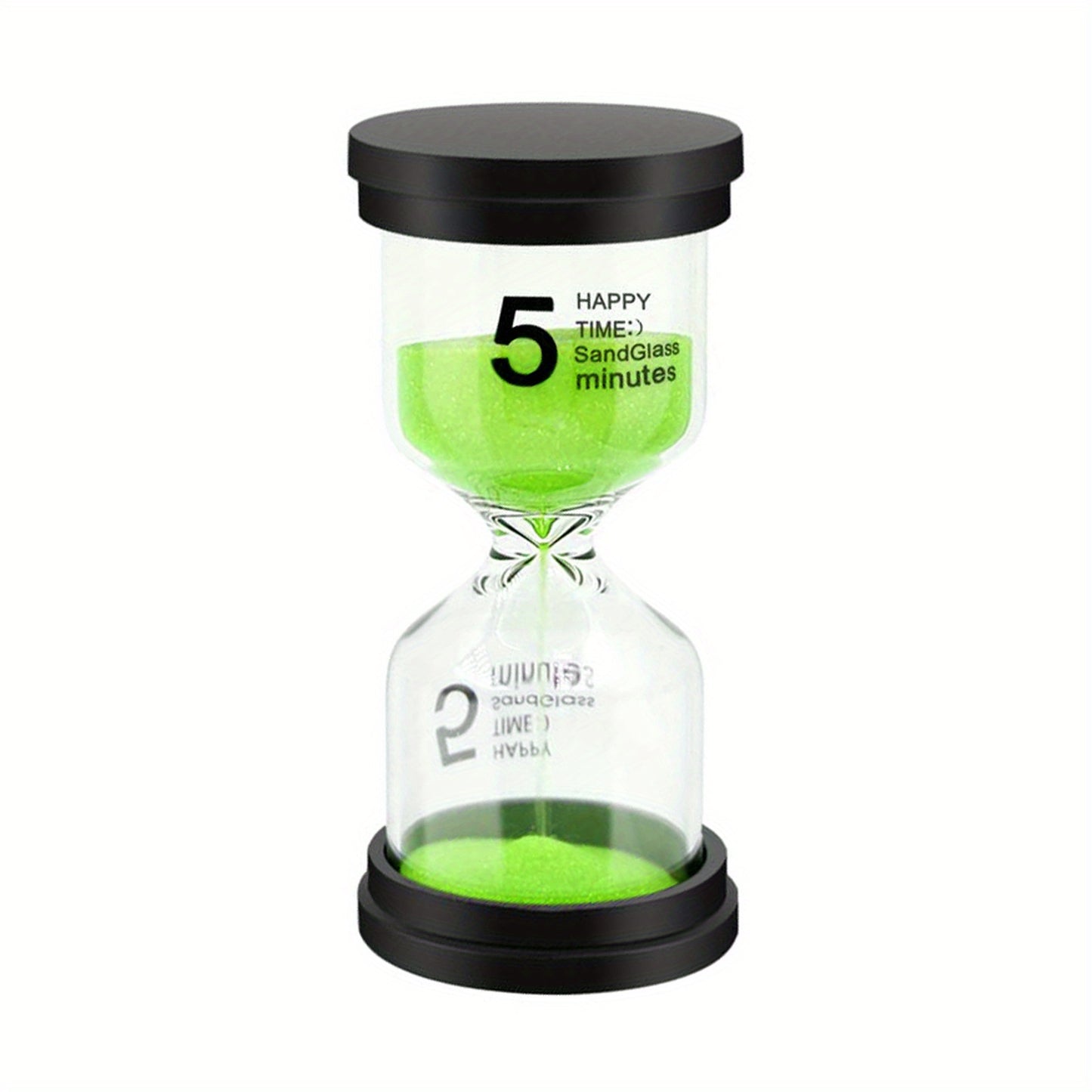 Colorful set of 6 sand timers, with durations ranging from 1 to 30 minutes, for use in games, classrooms, and offices.