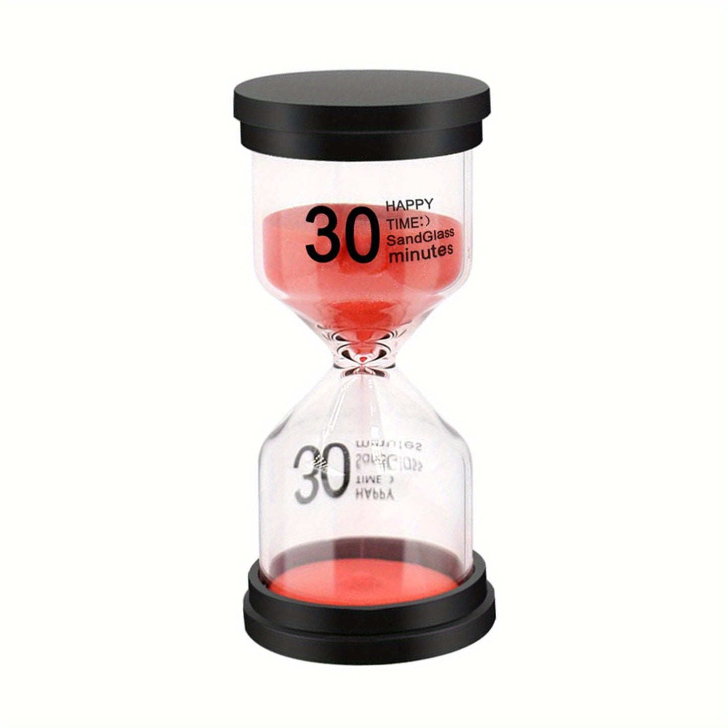 Colorful set of 6 sand timers, with durations ranging from 1 to 30 minutes, for use in games, classrooms, and offices.