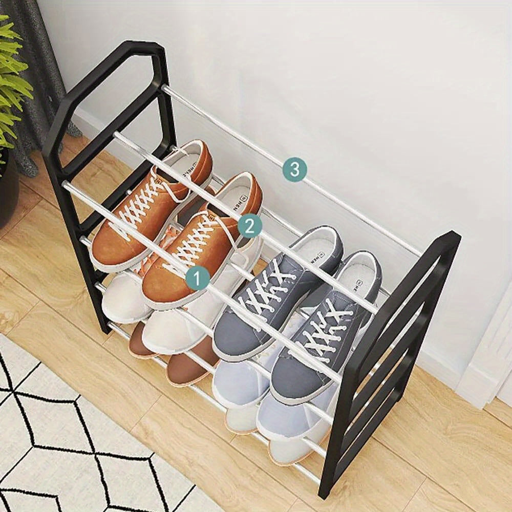 Shoe Storage Solution: 4-Tier Plastic Shoe Rack with Casual Style, Floor Mount Design, Ready to Use Without Assembly, Ideal for Home and Dorm Rooms, No Electricity Needed