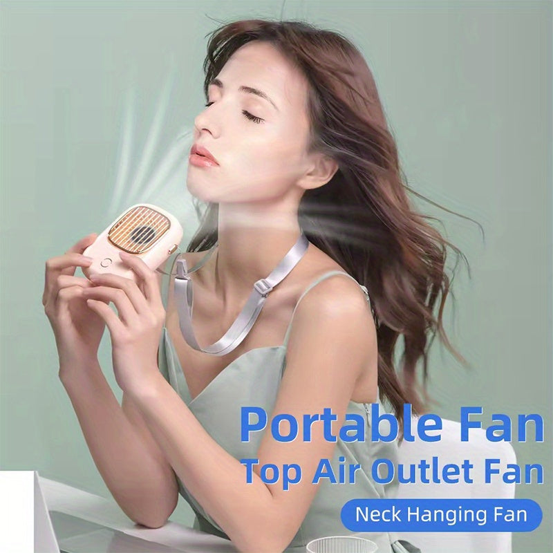 Stay cool on the go with our Bladeless Neck Fan! Rechargeable via USB, it features a long-lasting 2000mAh Lithium Battery. This wearable fan is perfect for indoor and outdoor use, with easy button control. Made of durable plastic, it even comes with a