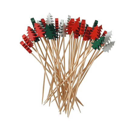 50 Festive Christmas Tree Bamboo Cocktail Picks - Ideal for Holiday Parties, Appetizers & Charcuterie.