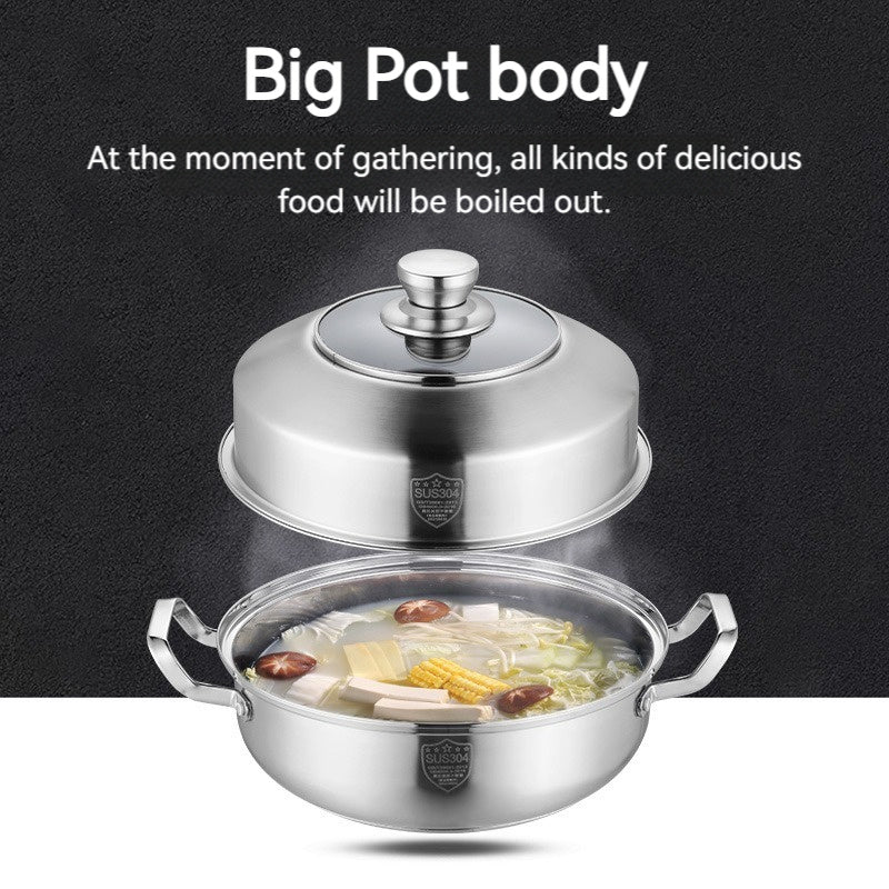 Stainless Steel Steamer Pot with Lid - High-Quality 3-Layer Design, Versatile, Easy to Clean, Ideal for Home Kitchen or Professional Restaurant Cooking