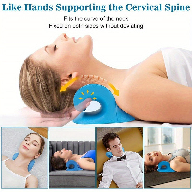 EVA Neck & Shoulder Relaxer - C-Shape Chiropractic Cervical Traction Device for Spine Alignment, Soft Pillow Stretcher Massager