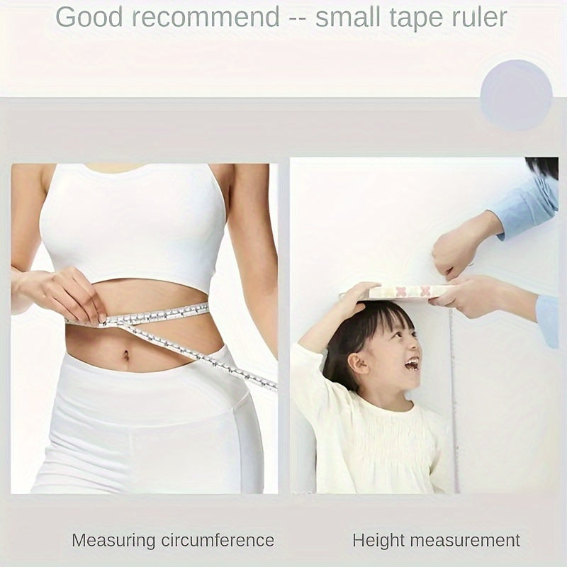 Portable and compact soft tape measure, measuring 149.86cm. Easy to use and retractable, perfect for home and office use. Not suitable for food storage.