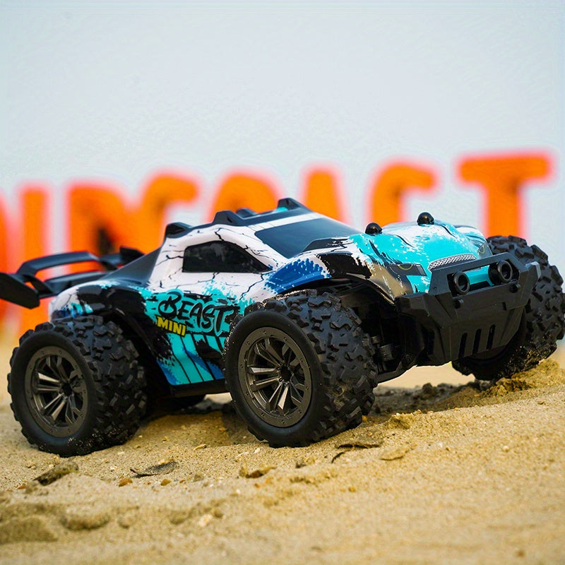 ZLL SG318 PRO 1:20 Scale High-Speed RC Car with "BEAST MINI" Design, 20km/h Off-Road Monster Truck, Durable Blue and Black. Features include 2.4G Remote Control, USB Rechargeable Battery