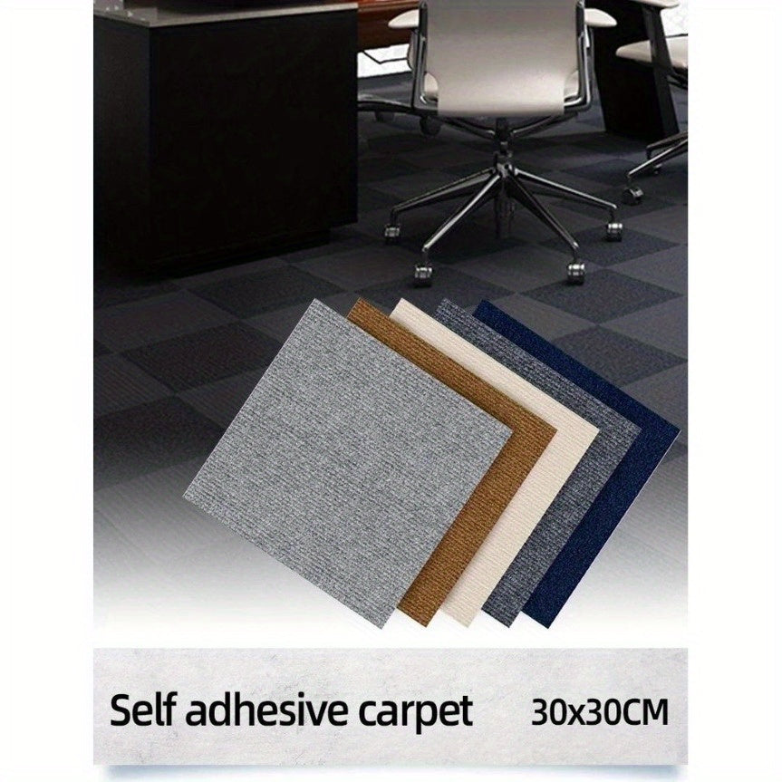 One-piece Self-Adhesive Interlocking Carpet Tiles - Ideal for Bedroom, Living Room, Kitchen, Bathroom, Laundry Room, Entryway. Non-Slip, Easy to Install, Durable PC/PS Material, 30.48cm x 30.48cm Square Floor Mats for Home and Office Use.