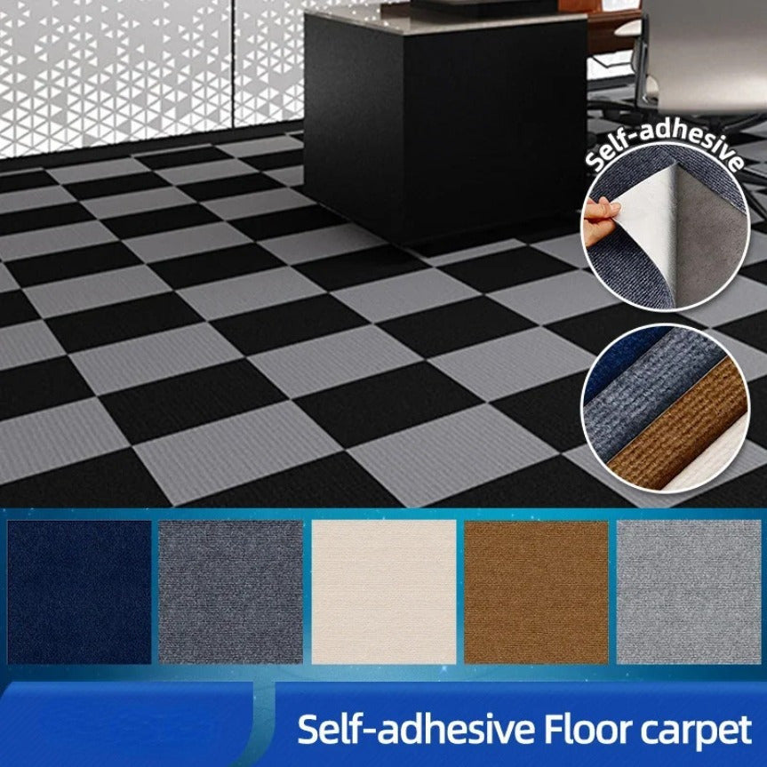 One-piece Self-Adhesive Interlocking Carpet Tiles - Ideal for Bedroom, Living Room, Kitchen, Bathroom, Laundry Room, Entryway. Non-Slip, Easy to Install, Durable PC/PS Material, 30.48cm x 30.48cm Square Floor Mats for Home and Office Use.