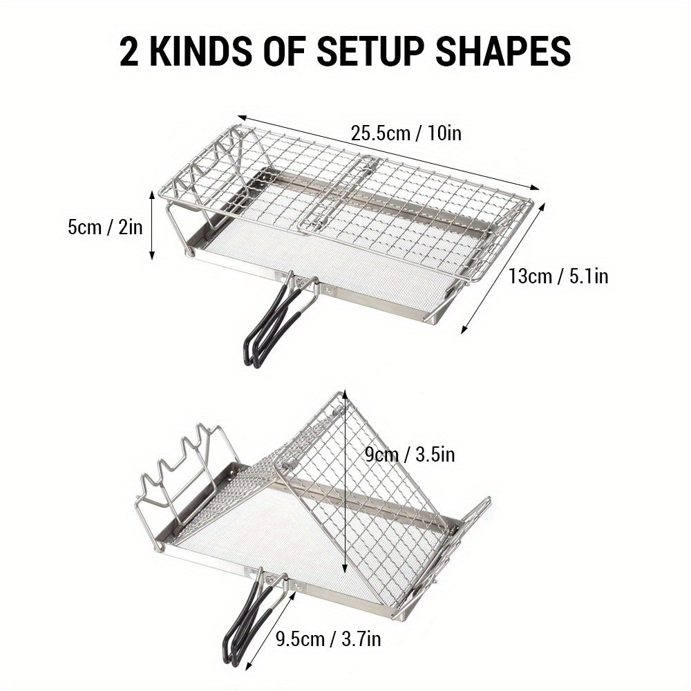 Портативная стальная хлебная тостерная решетка с 2 формами для кемпинга, пеших прогулок, походов и пикников - Кухонные принадлежности - 1 шт. складной тостер для походной плиты