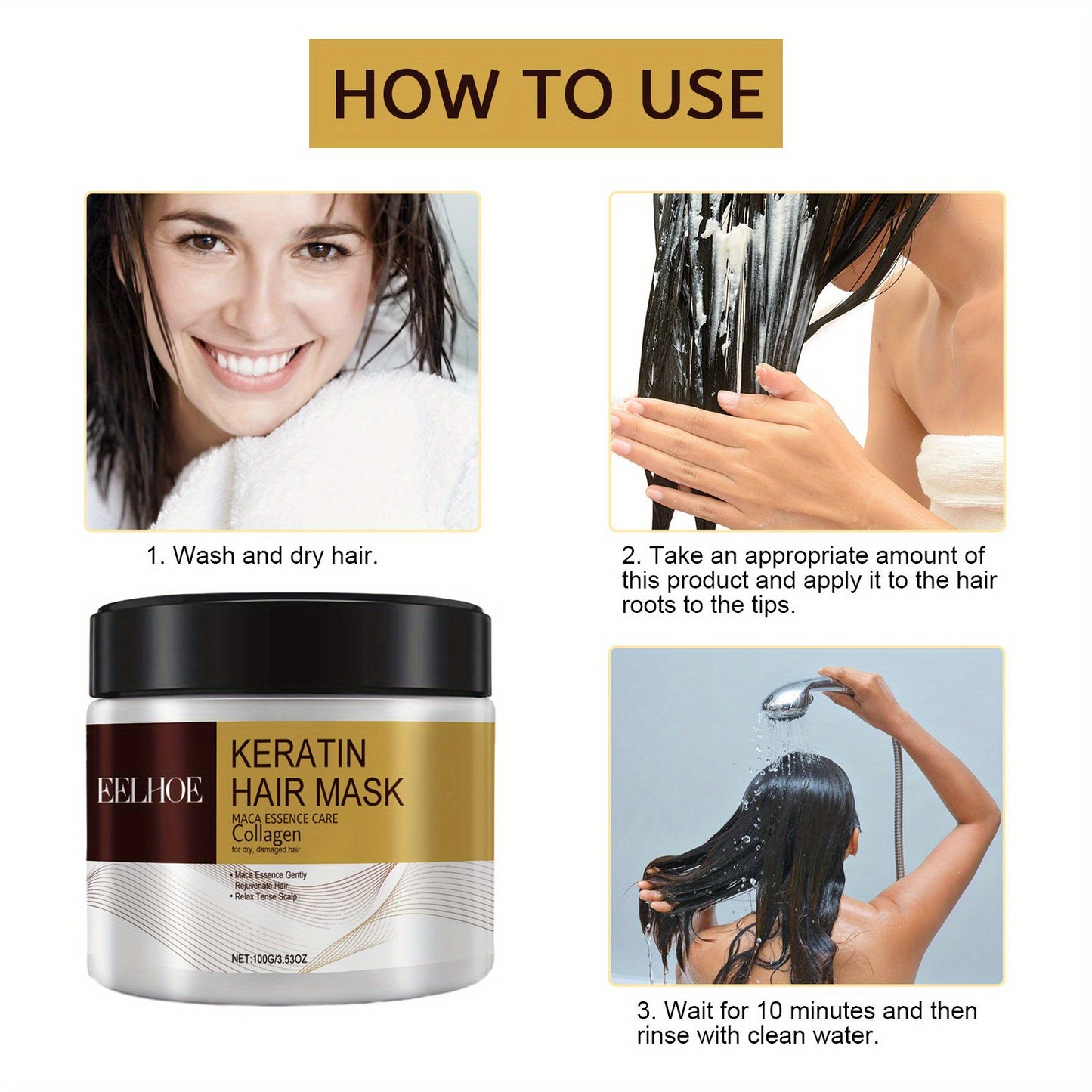 Keratin Hair Mask for Normal Hair: Hydrates & Nourishes for Soft Silky Hair