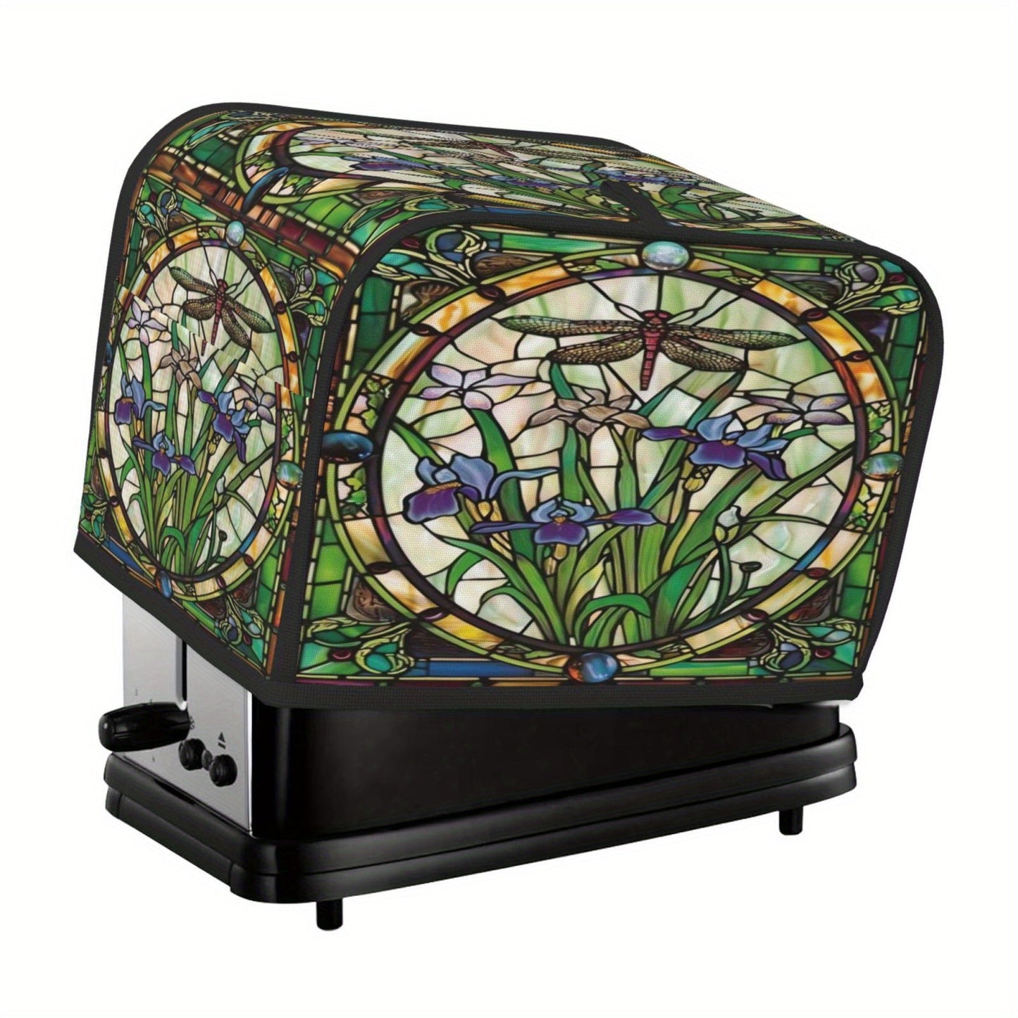 Dragonfly Stained Glass Design Toaster Cover - Chic 2-Slice Protector for Kitchen Appliances, Dustproof and Anti-Fingerprint, Ideal Gift for Women