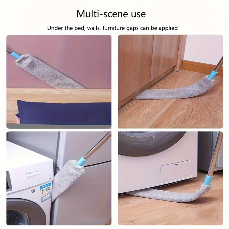 Extendable Gap Dusting Brush with Plastic Handle for cleaning sofa, bed, furniture, no electricity needed. Can be used in living room, bedroom, bathroom, kitchen, and toilet.