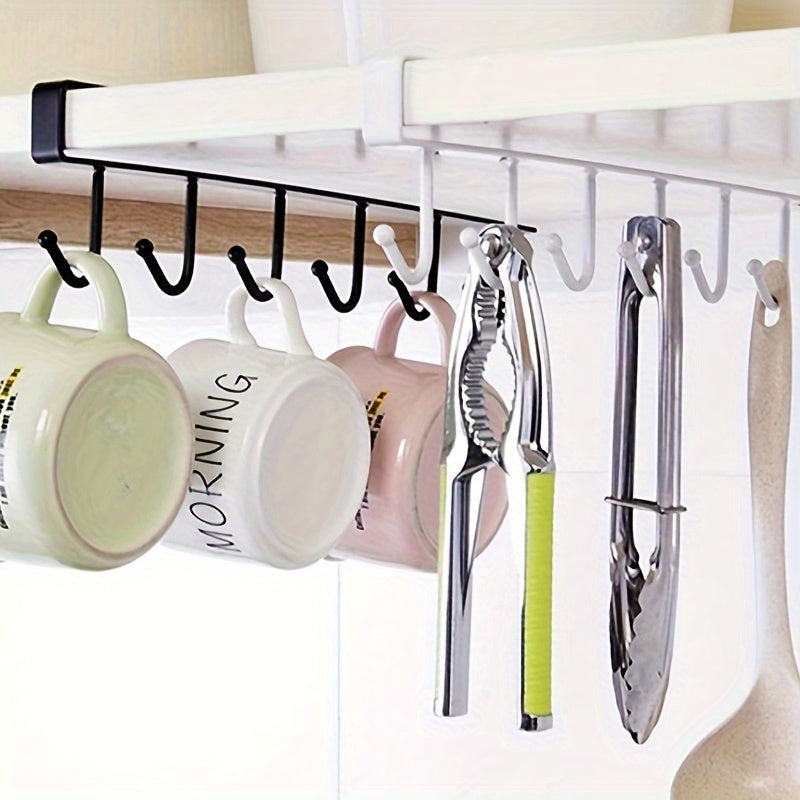 Simple to install, these cast iron hooks have a seamless, nail-free design that is ideal for organizing your kitchen and wardrobe. They are perfect for hanging clothes, cups, and storing glassware.