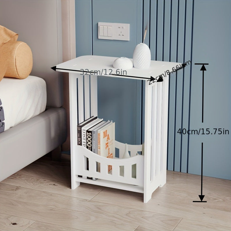 Multifunctional Side Table in Classic Style featuring Storage Compartments - Constructed with PVC Material, Supported by Pedestal Base, Ideal for Bedroom and Living Room Use