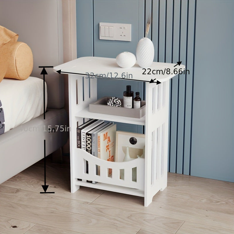 Multifunctional Side Table in Classic Style featuring Storage Compartments - Constructed with PVC Material, Supported by Pedestal Base, Ideal for Bedroom and Living Room Use