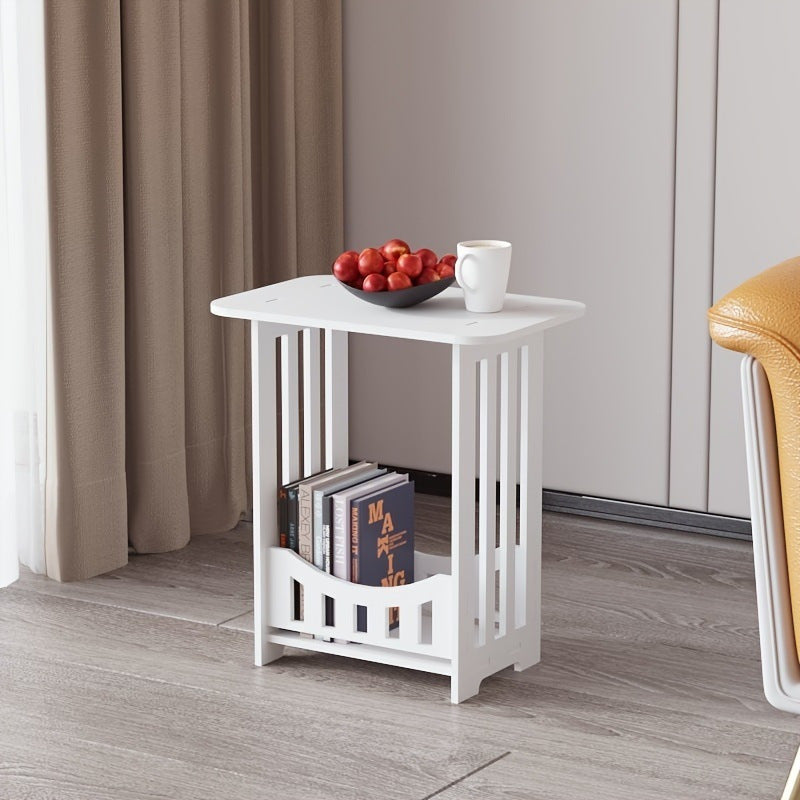 Multifunctional Side Table in Classic Style featuring Storage Compartments - Constructed with PVC Material, Supported by Pedestal Base, Ideal for Bedroom and Living Room Use