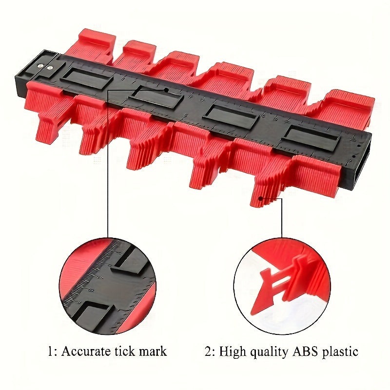 ProFile Adjustable Profilometer Tool with retracable plastic scriber for precise measurement of irregular shapes, ideal for woodworking, carpets, tiles, and DIY projects.