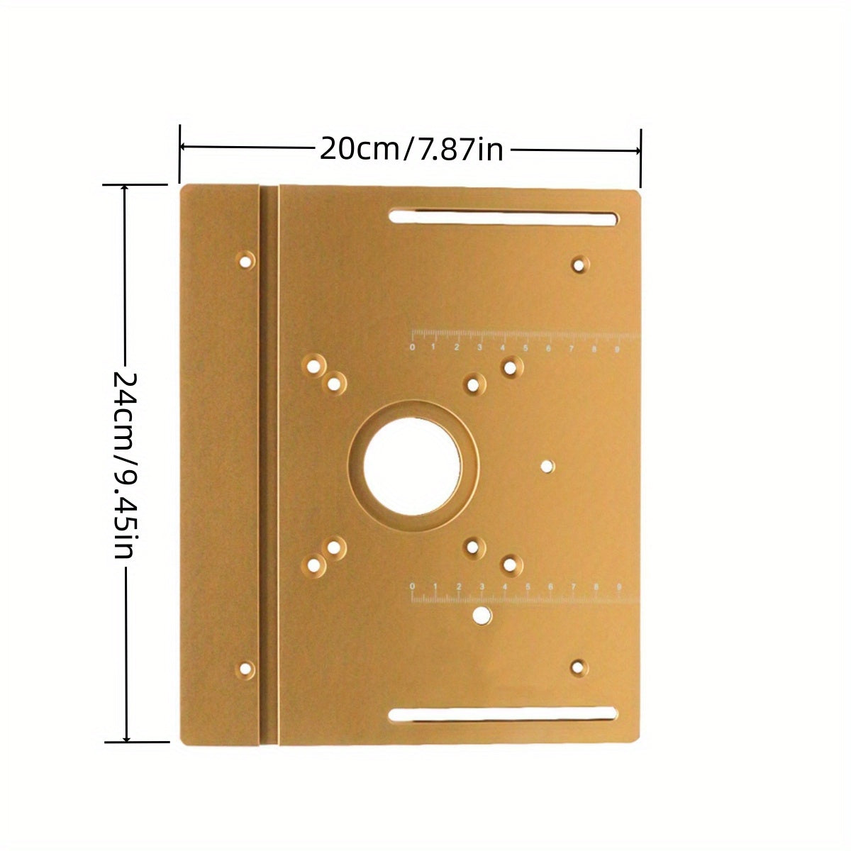 Aluminum router table insert plate with miter gauge for woodworking projects, tool kit not needed.