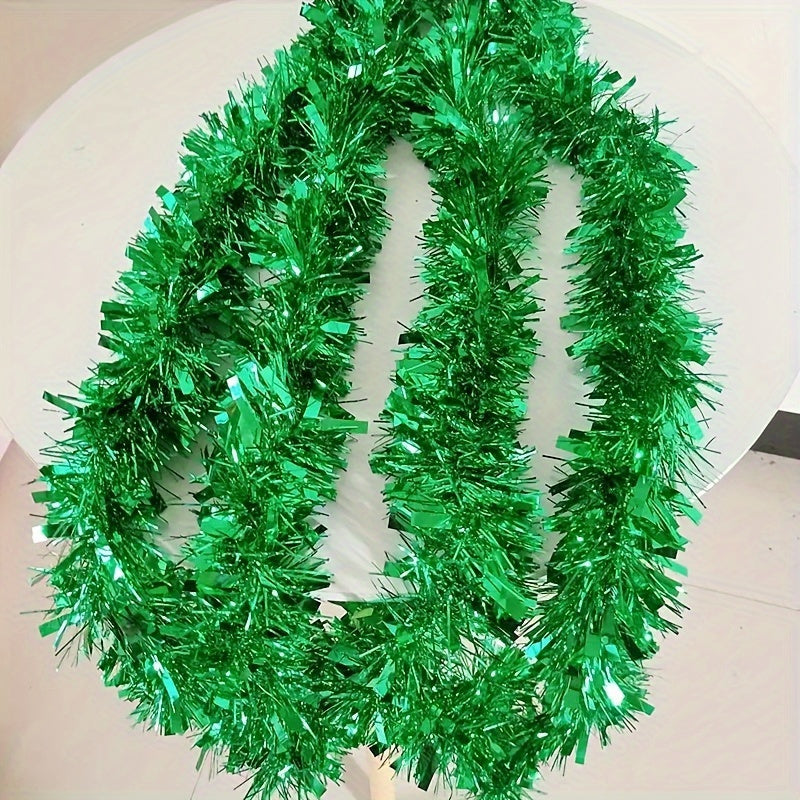 2-Pack of Plastic Tinsel Garlands for Christmas Decor, Suitable for Indoor and Outdoor Use