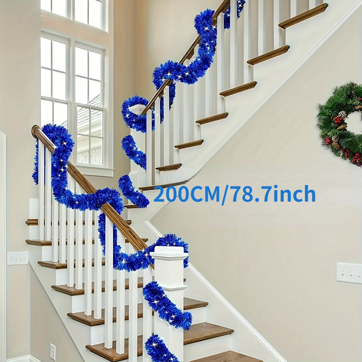 2-Pack of Plastic Tinsel Garlands for Christmas Decor, Suitable for Indoor and Outdoor Use